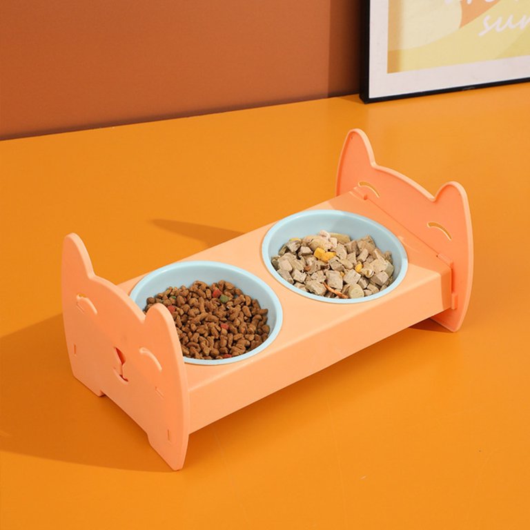 Double Elevated Cat & Small Dog Bowls Feeding Station, Raised Cat