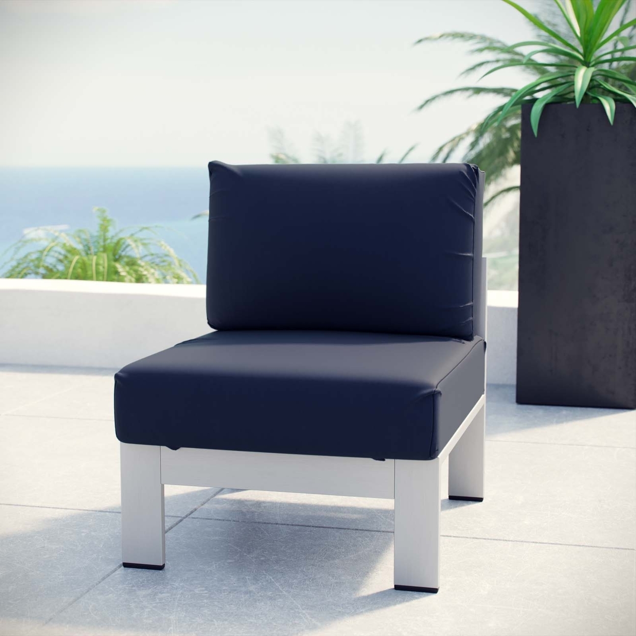Silver Navy Shore Armless Outdoor Patio Aluminum Chair - image 4 of 4