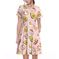 thumbnail image 1 of Easygdp Breakfast para Vestido Transpirable de Mujer, Vestido Suelto de Manga Corta con Pliegues y Bolsillos para el Verano, 1 of 6