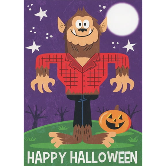 RSVP Werewolf in Red Lumberjack Shirt Juvenile Halloween Card for Kid / Child