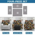 thumbnail image 6 of FKELYI Retro Hippie Flower Print Reclining Chair Slipcover 4 Pcs Stretch Recliner Cover Fitted Sofa Couch Cover with Pocket Anti-Dust Furniture Protector for Armchair, 6 of 7
