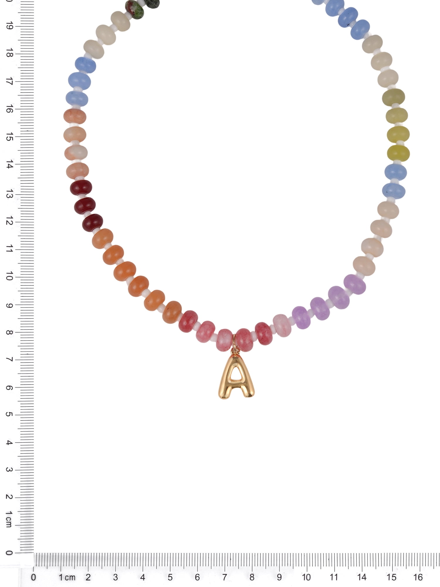 Time and Tru Goldtone Multicolored Bead Initial "A" Necklace