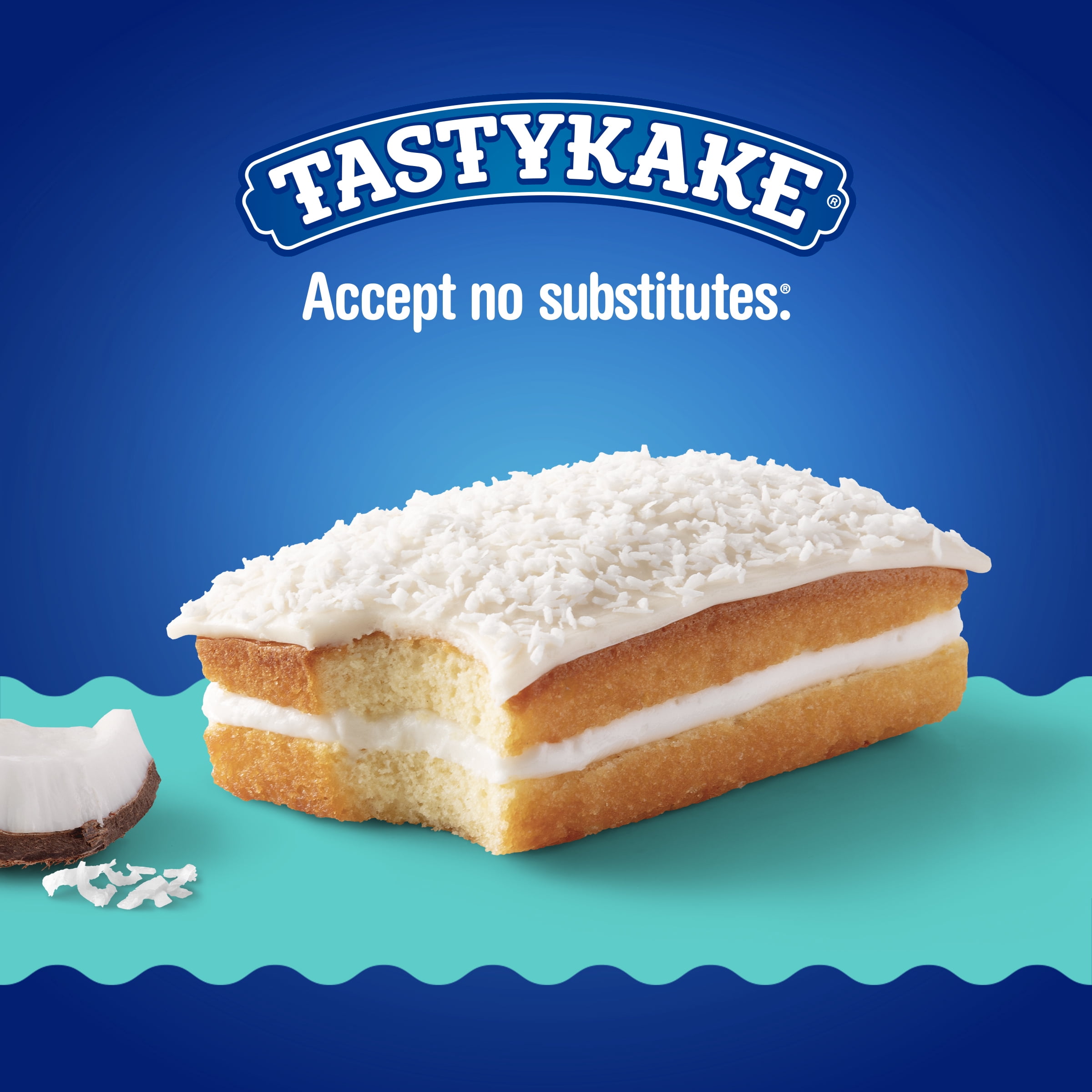 Tastykake Coconut Juniors, 4 Count, 4 Individually Wrapped Coconut Topped Snack Cakes, Shelf-Stable