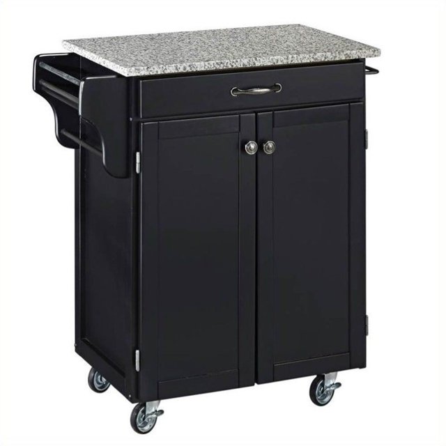 Homestyles Cuisine Cart Wood Kitchen Cart in Black