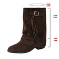 thumbnail image 6 of Viluyesy Womens Flodover Boots, Pointed Toe Wide Calf Pull-On Retro Tassel Mid Calf Slouchy Boots Coffee US7.5, 6 of 9
