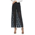 thumbnail image 4 of REALiKUN Women's Lace Sheer Elastic Waist Wide Leg Pants See Through Long Trousers Party Clubwear, 4 of 7