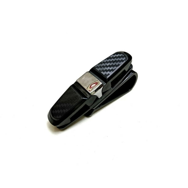 Riwesomey Soportes para gafas Gafas de sol multifuncionales Clip Rotación de 360 grados Espejo Pulido Colgador Almacenamiento Automoción decorativa y accesorios Negro Carbón