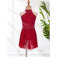 thumbnail image 6 of DPOIS Kids Girls Sparkle Halter Neck Sleeveless Leotards Lyrical Ballet Dance Dress Burgundy 6, 6 of 7