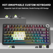 AULA F75 - 75% Mechanical Keyboard,Hot Swappable Custom Gaming Keyboard with Knob,BT5.0/2.4GHz/USB-C,RGB Backlit,Pre-lubed Switches,Double Shot PBT Keycaps,Creamy Mechanical Gaming Keyboards