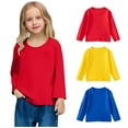 thumbnail image 2 of zbxnLI 3 Pack Toddler Boys Long Sleeve Shirts Girls Cotton Crewneck T-Shirts Kids Basic Soft Tee Tops, 2 of 7