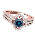 thumbnail image 4 of Engagement Rings for Women 1 Carat Glitzy Halo Blue Diamond Engagement Wedding Ring 4-prong 14k Solid Rose Gold Genuine Diamond, 4 of 5