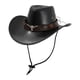 thumbnail image 1 of Sombrero de vaquero occidental para adultos, accesorios de disfraces hechos a mano con correa para la barbilla para Negro, 1 of 9