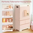 thumbnail image 5 of Robud Play Kitchen for Toddlers,Fridge Refrigerator with Ice Dispenser,Wooden Kids Play Kitchen Playset Toy,Gift for Ages 3+,Pink, 5 of 12