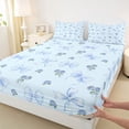 thumbnail image 3 of Feelyou Princess Cartoon Bow Full Size Sheets, Romantic Blue Rose Bed Sheets, 4-Piece, 3 of 7