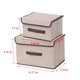 thumbnail image 3 of Cajas de almacenamiento plegables de 2 con tapas - cajas de tela grandes y pequeñas para juguetes, ropa y organización de armarios, caqui/gris/verde, 3 of 7