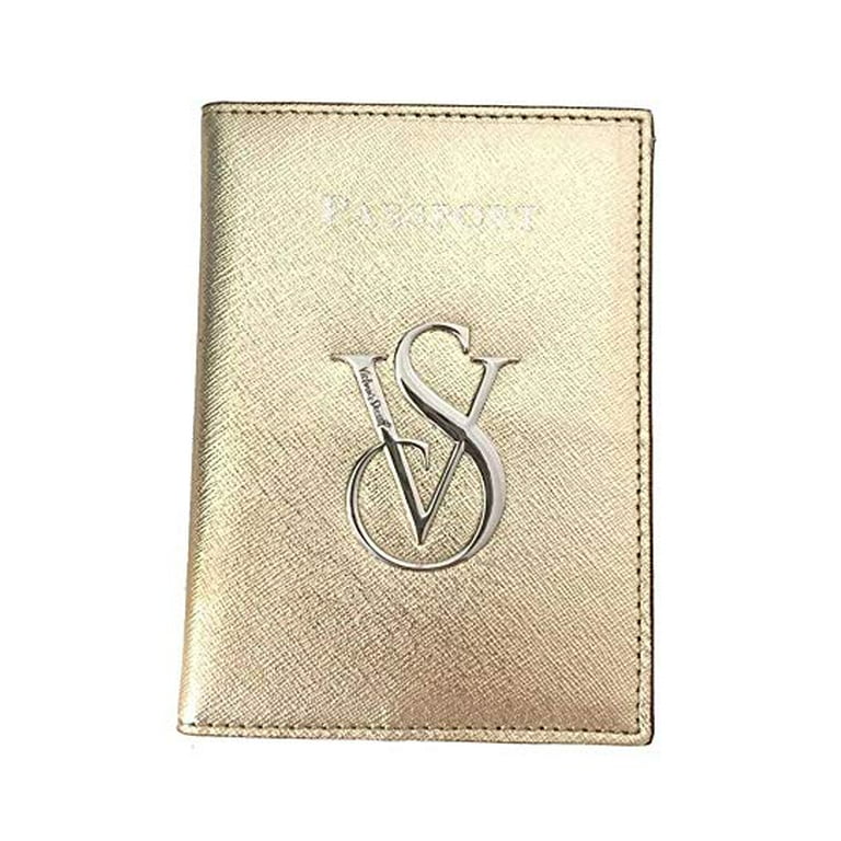 Victoria's Secret Leather Passport Wallet (Gold Foil w/ Large VS Logo)