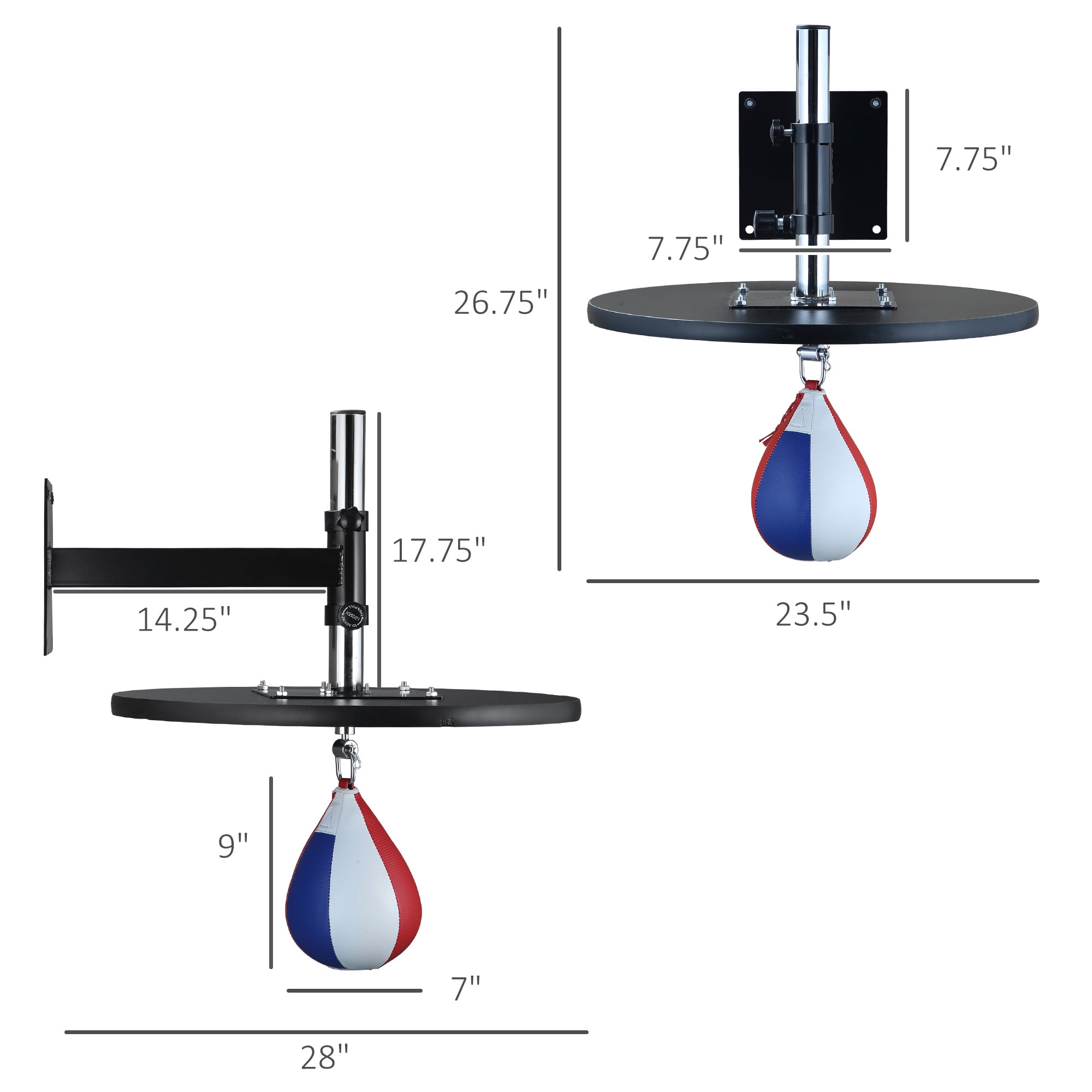 Soozier Speed Bag Platform, Wall Mounted Speedball for Boxing, MMA Workout Punching Bag Height Adjustable for Home Gym