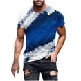 thumbnail image 2 of Fnnxeal Mens Dark Blue 3D Ocean Wave Print T-Shirts Abstract Color Block Tee Polyester Spandex Big and Tall Sizes,Size 3XL, 2 of 4