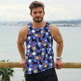 thumbnail image 6 of Gukieu Black Cats And Flowers Print Men's Quick Dry Fitness Vest, Round Neck Sleeveless Fitness Bodybuilding Top-4X-Large, 6 of 7