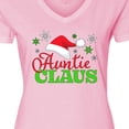 thumbnail image 4 of Inktastic Auntie Claus with Christmas Santa Hat and Snowflakes Women's V-Neck T-Shirt, 4 of 5