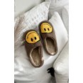thumbnail image 2 of PacificPlex Womens Smiley Smile Slippers Plush Happy Face (7-7.5, Brown), 2 of 7