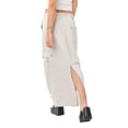thumbnail image 5 of Seyurigaoka Women Long Skirt 2000s Aesthetic Harajuku Elastic Waist Drawstring Solid Color Back Split Cargo Skirts with Multi Pockets, 5 of 6