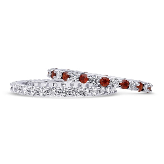 BERRICLE Sterling Silver Wedding Rings Pave Set Round Cut Cubic Zirconia CZ Eternity Ring Set for Women, Rhodium Plated Size 6