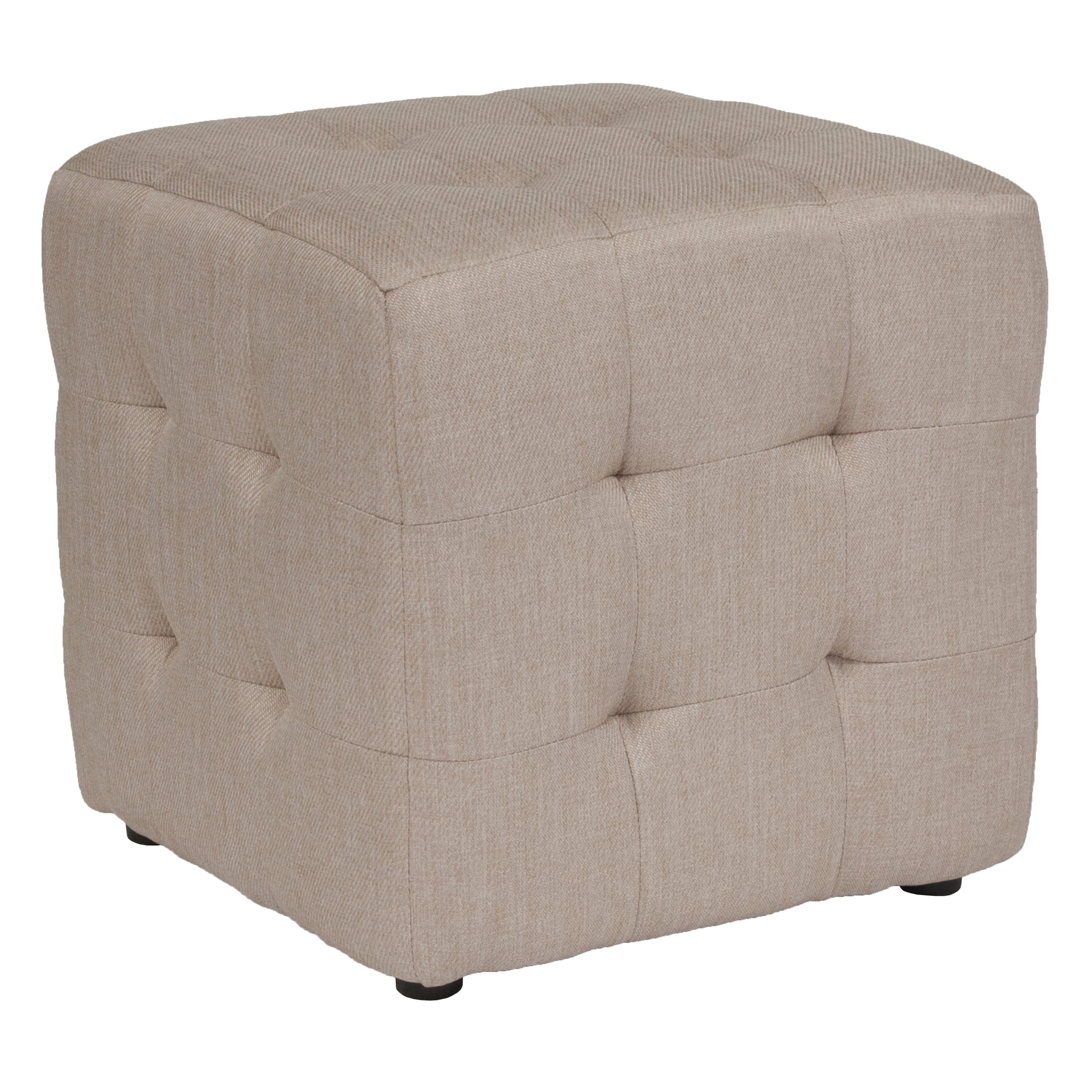 BSD National Supplies Ogden Beige Fabric Tufted Upholstered Cube