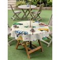 thumbnail image 4 of Outdoor Tablecloth with Umbrella Hole for Patio/Picnic/Party/Camping, Beige Cartoon Truck Waterproof Table Cloth Round Cover Washable, Funny Cute Colorful Car Tree Polka Dot (Dia 54"), 4 of 8