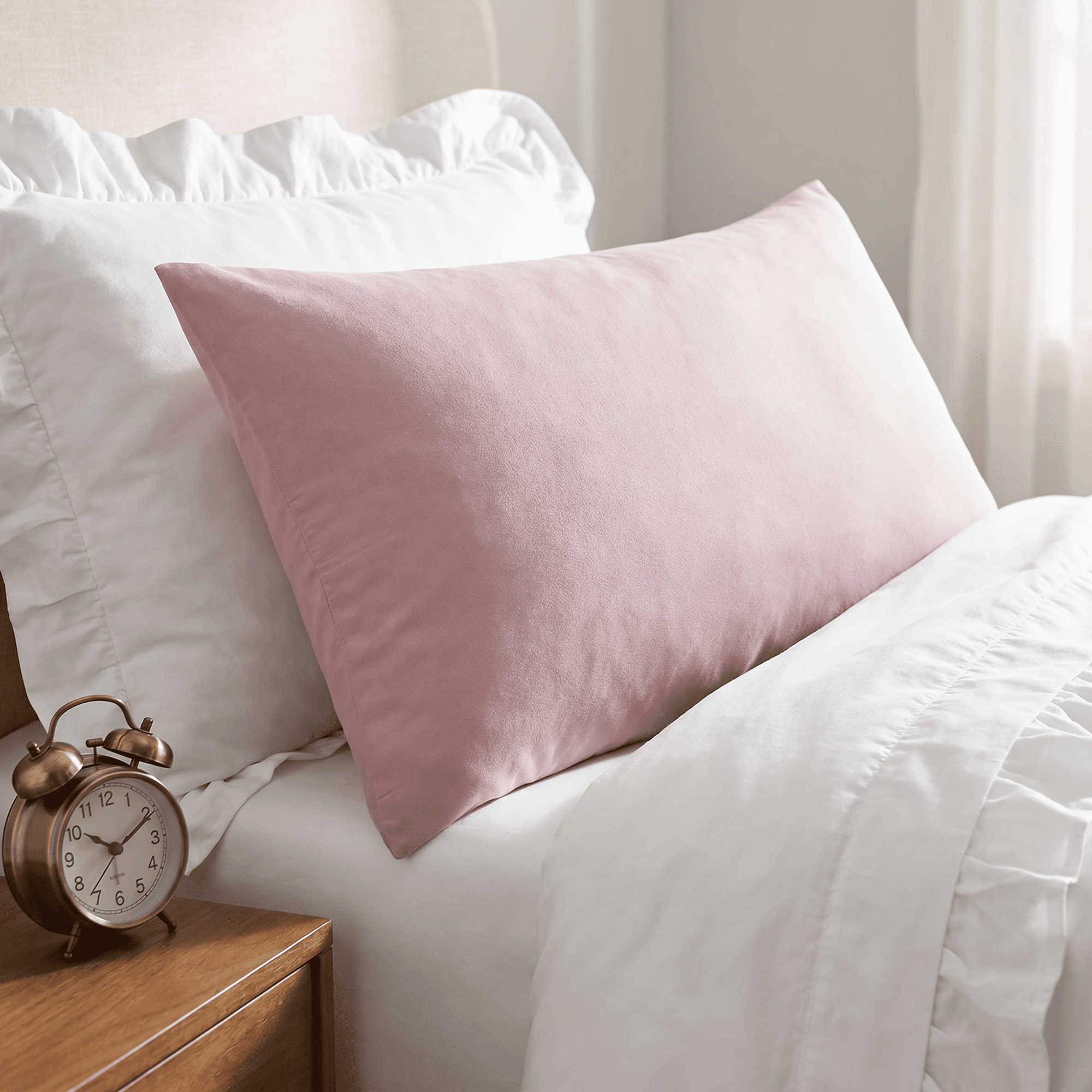 Unique Bargains 2 Pcs Cotton Pillowcase Envelope Closure Wrinkle Resistant Pale purple