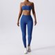thumbnail image 5 of Conjunto de yoga para gimnasio de color sólido, conjunto de yoga para mujer, conjunto de 2 piezas, chándal de entrenamiento, traje de fitness, leggings de cintura, 5 of 5