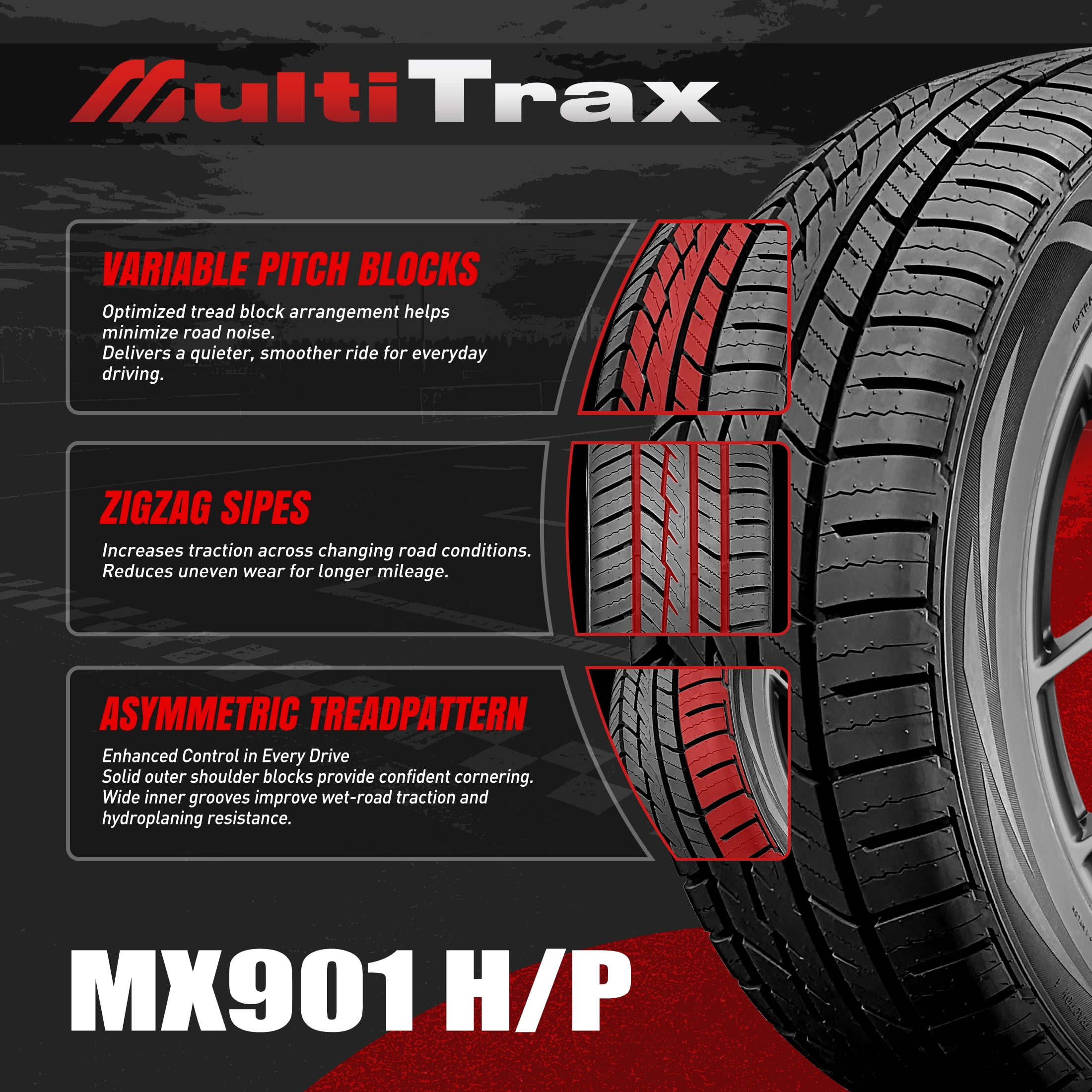 MultiTrax MX901 H/P 235/45R18 98W High Performance All Season Passenger Tire(Tire Only)