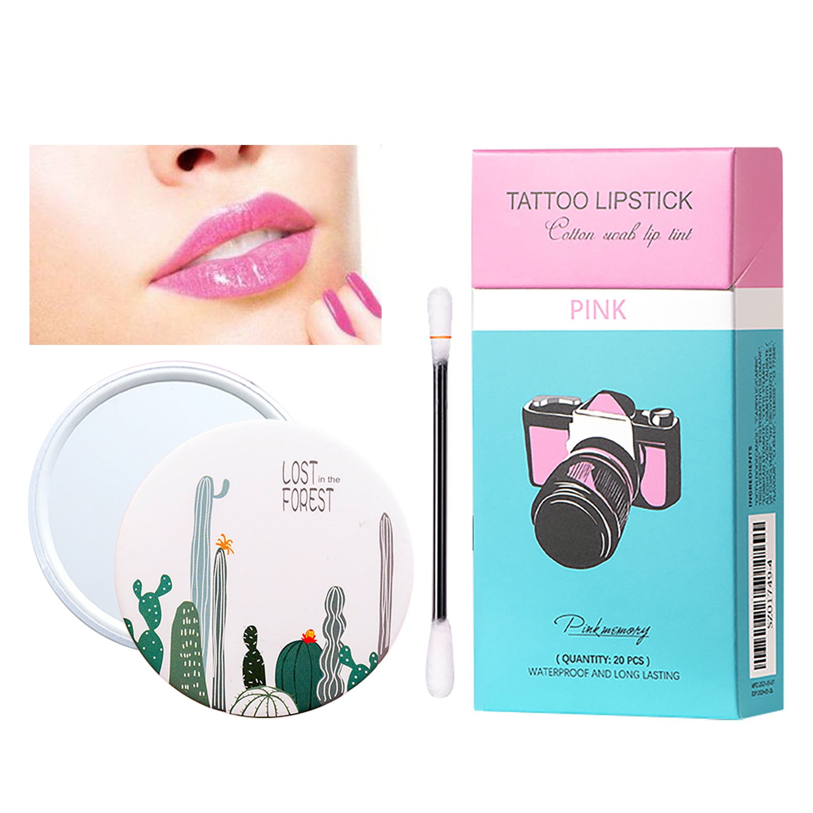 NIUREDLTD Tattoo Lipstick Cotton Swab, Durable Waterproof Liquid Non