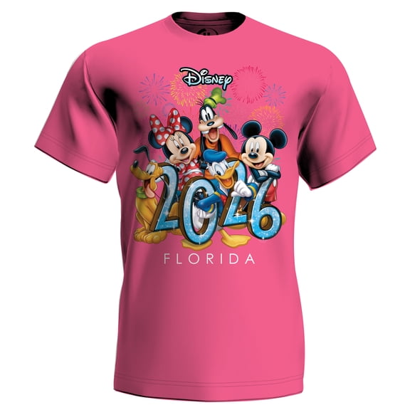 Disney Mickey & Friends 2026 Florida Pink Adult Tee Shirt, XS-2XL (Women's)