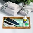 thumbnail image 5 of nu steel wooden Tray for Luxurious bath countertop, Holder for Hand Towel, Watch, Makeup Brush, Reading Glass, Perfume, Jewelry, Perfect For Kitchen Counters, Bathrooms, aqua blue, 5 of 6