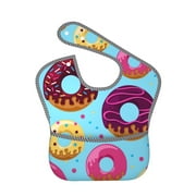 Bingfone Mess-Proof Baby Bib - Waterproof Bib For Baby Boy Or Girl With Food Catcher Pocket, Unisex-Donuts