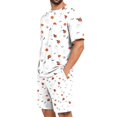 thumbnail image 4 of Leidass Mens Halloween Pajama Set Short Sleeve Sleepwear Lounge Set Crew Neck Tee and Shorts Casual Homewear Two Piece Outfit White M, 4 of 7