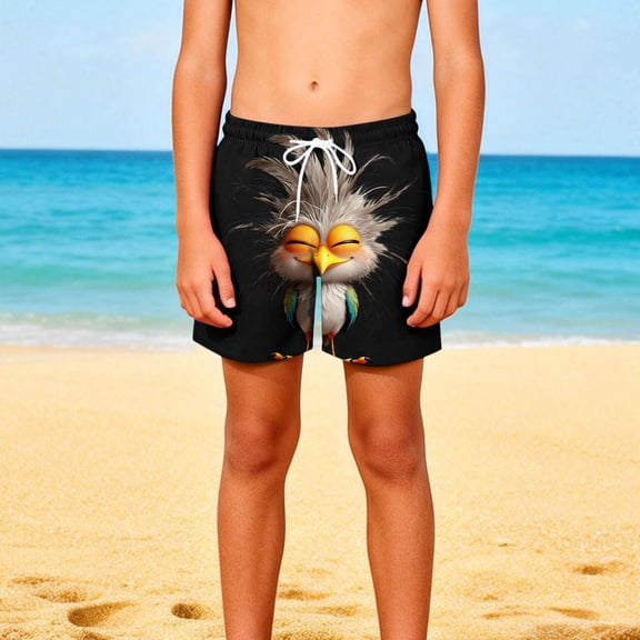 ATOGUTA Swim Shorts for Boys Kids Swimwear Bathing Suits Quick Dry Beach Board Shorts Size 5T-14, Black