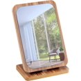 thumbnail image 1 of Espejo de maquillaje de madera, espejo de mesa de madera, espejo de escritorio portátil, espejo cosmético con marco de madera rectangular Hy, 1 of 5