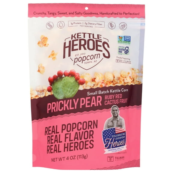 KETTLE HEROES - Prickly Pear Ruby Red Cactus Fruit Corn Popcorn 4OZ ( Pack of 6)