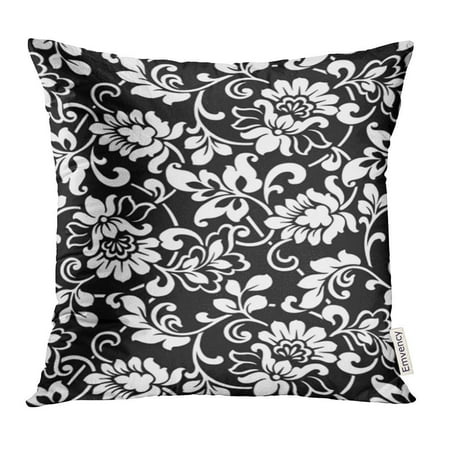 Arhome Floral Black White Design For Damask Pillow Case 18x18