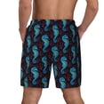 thumbnail image 3 of Kdxio Blue Seahorse Print Men'S Swim Trunks With Compression Liner 7 Inch Inseam Quick Dry Swim Shorts, 3 of 7