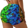 thumbnail image 2 of Wukai Multicolored Butterflies Print Pack Biker Shorts for Women Yoga Workout Gym Running Scrunch Active Shorts-, 2 of 8