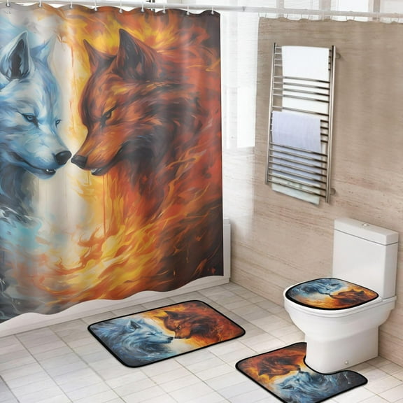 Shower Curtain Set 4 Piece for Bathroom Decoration, Butterflies and Flowers Bathroom Sets with 1 Fabric Shower Curtain and 3 Non-Slip Bathroom Rugs Accessories with Hooks