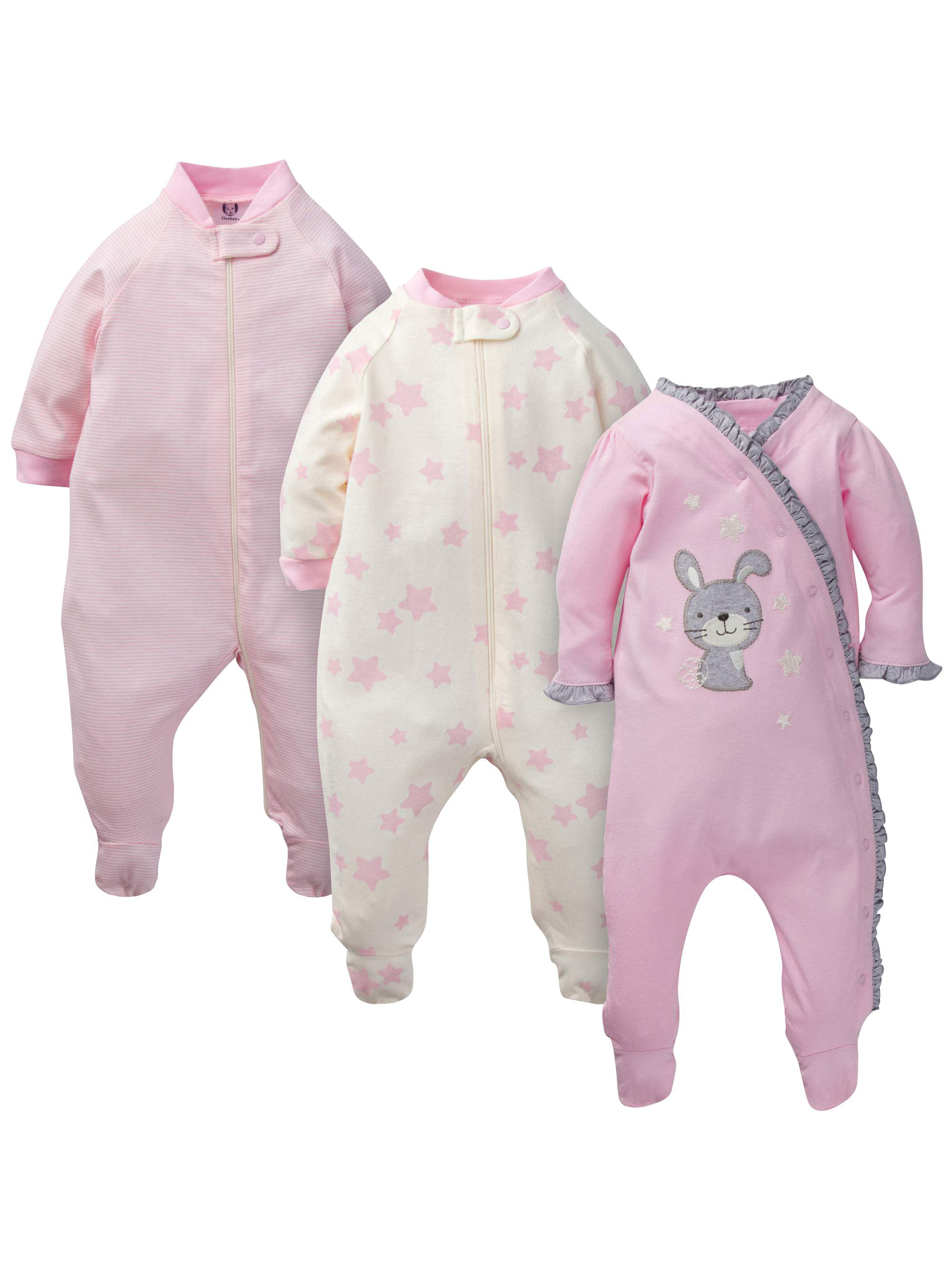 Gerber Gerber Baby Girl Organic Cotton ZipUp Sleep 'N Play Pajamas