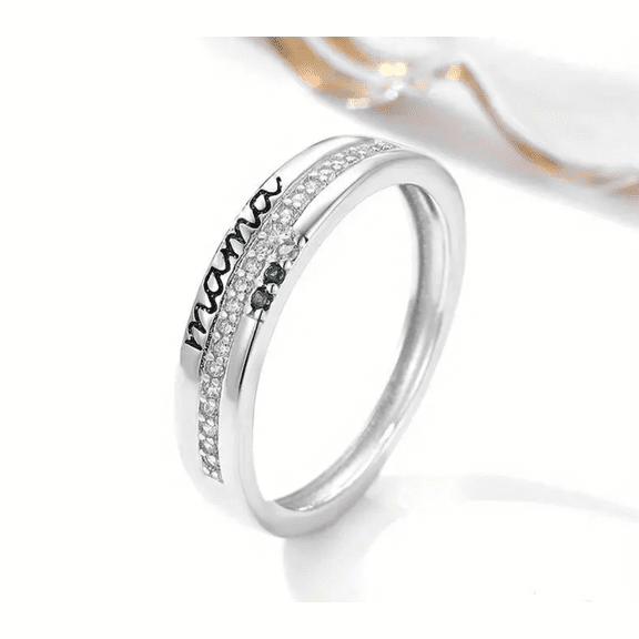 Ahansh Jewels Round Moissanite Mama Ring for Mother's Day Gift or Daily Wear 925 Sterling Silver