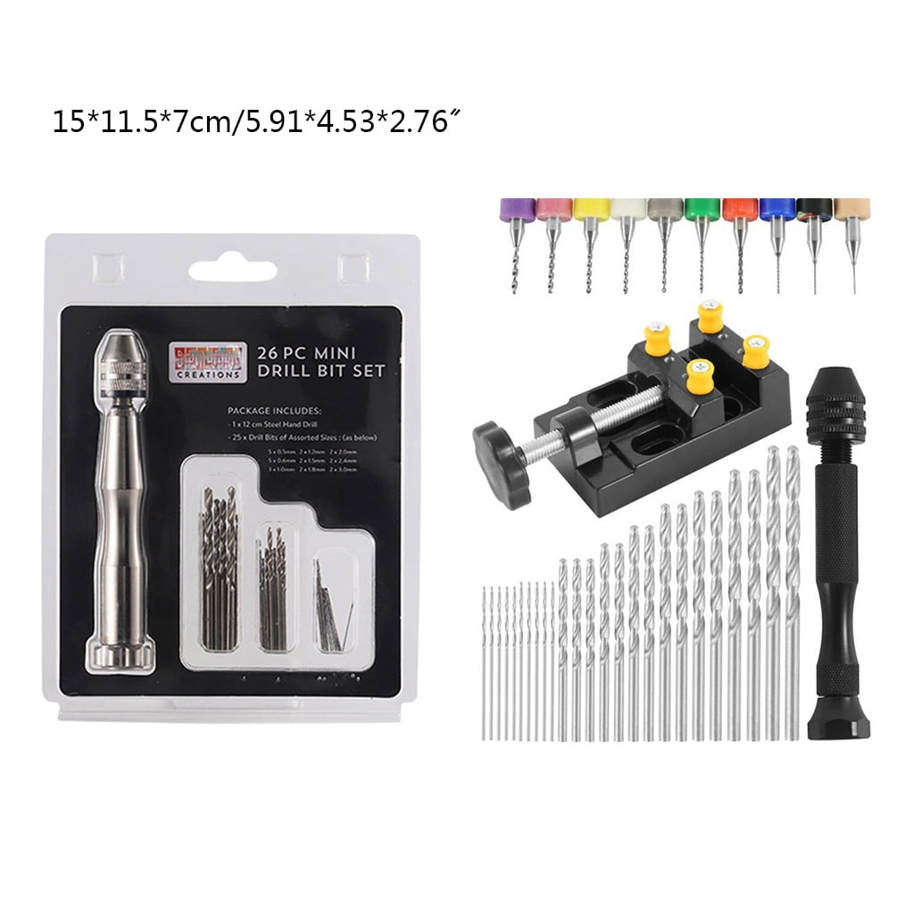 Hand Drill Bits Set Include Metal Pin Vise Hand Drill Micro Mini Twist Drill Bit