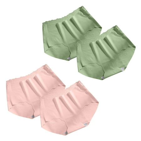 Jgppe 4 Pack Seamless Underwear for Women Low Rise Hollow out Hipster Wave Edge No Show Bikini Panties