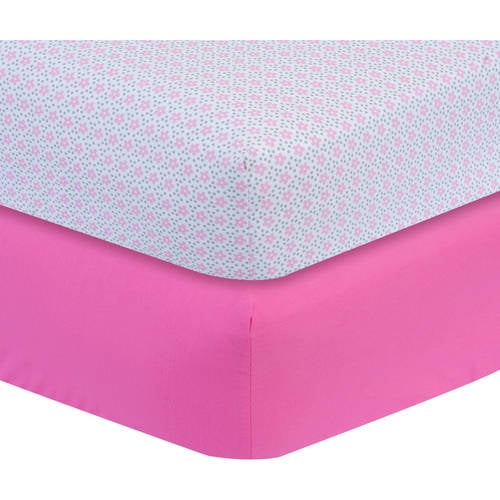 NEW Garanimals 2-pack Fitted Crib Sheets 200 Thread Pink 100% Cotton 28'' X 52'' 