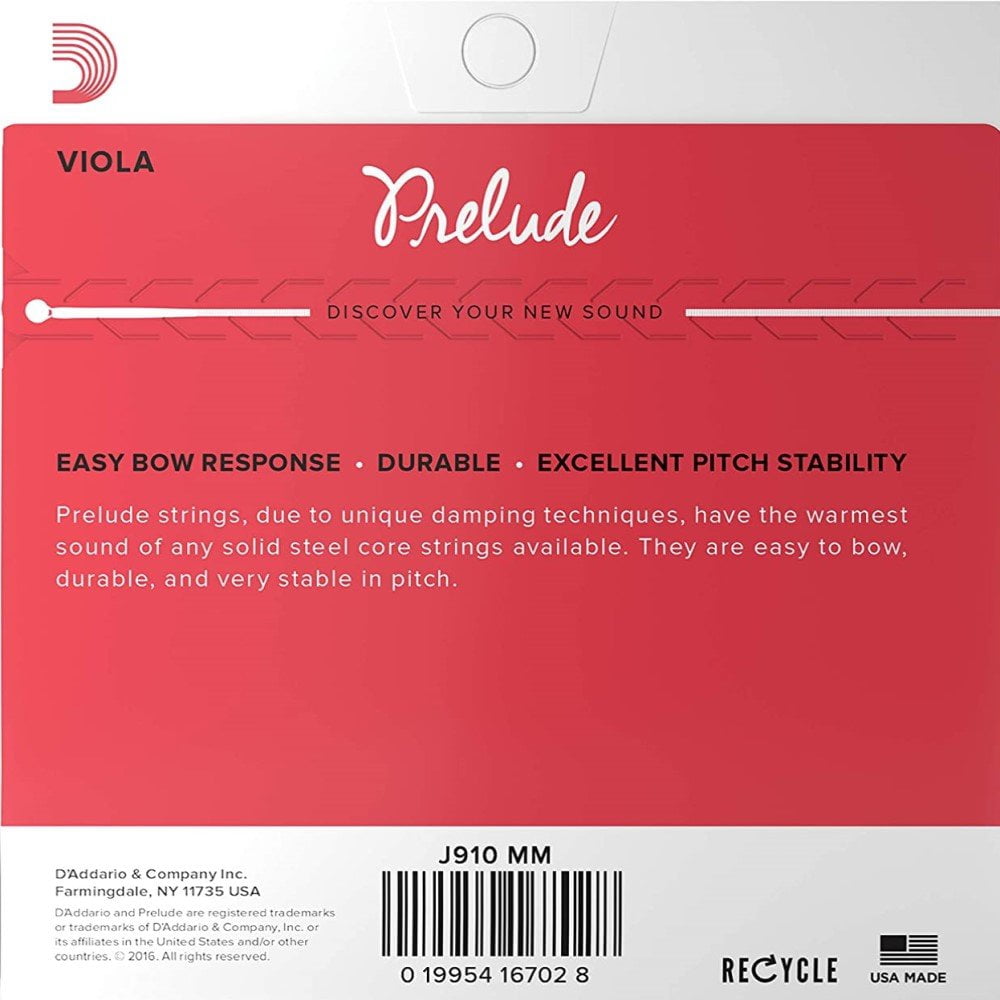 D'Addario Prelude Viola String Set, Medium Scale, Medium Tension